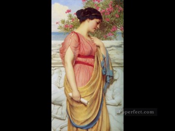 John William Godward Painting - Sappho 1910 Neoclassicist lady John William Godward